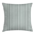 thumbnail image 1 of Modern Decor Throw Pillow Cushion Cover, Vertical Thin and Bold Stipes Optical Pattern Retro Style Abstract, Decorative Square Accent Pillow Case, 18 X 18 Inches, Light Sage Green White, by Ambesonne, 1 of 2