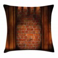 thumbnail image 1 of Modern Decor Throw Pillow Cushion Cover, Wall Semidarkness Brickwork Indoors Concept Shady Empty Country Home, Decorative Square Accent Pillow Case, 18 X 18 Inches, Orange Dark Orange, by Ambesonne, 1 of 2