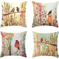 thumbnail image 1 of Modern Decoration Throw Pillow Covers 18x18 Set of 4 Retro Bird Flowers Throw Pillowcover Vintage Sofa Cushion Cover for Couch Double Print, 1 of 6