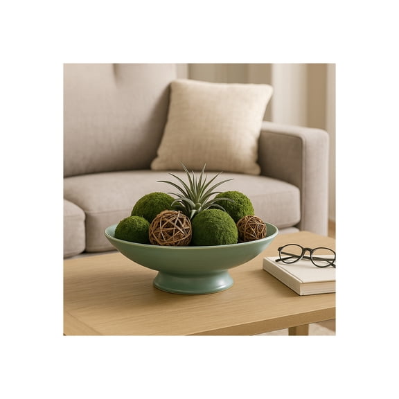 Modern Decorative Bowl for Coffee Table Decor - Home Decor Accents for Table Centerpiece Decorations, Shelf, and Entryway Styling - Elegant Kitchen Counter Decor, Key, and Candy Bowl - 7", Green