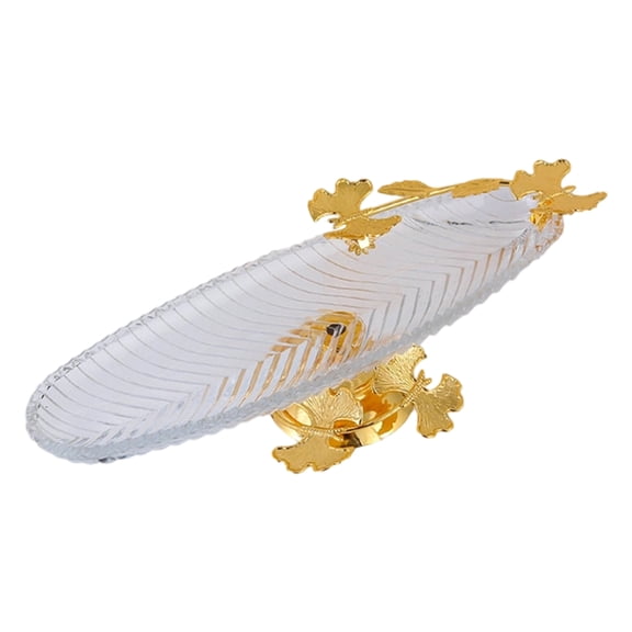 Modern Decorative Metal Clear Glass Serving Tray With Nonslip Stand For Party Fruits Snacks Dining Table Display Dish