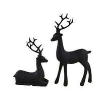 Modern Decorative Resin Deer Figurines Set of Two Elegant Animal Statues for Home Office Living Room Tabletop Shelf Decor Gift Festive Ornaments