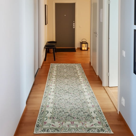 Modern Decorative Rug, Drop Look Leaf Design Pattern Abstract Colorful Artwork with Vintage Influences, Quality Carpet for Bedroom Dorm and Living Room, 6 Sizes, Pale Sage, by Ambesonne