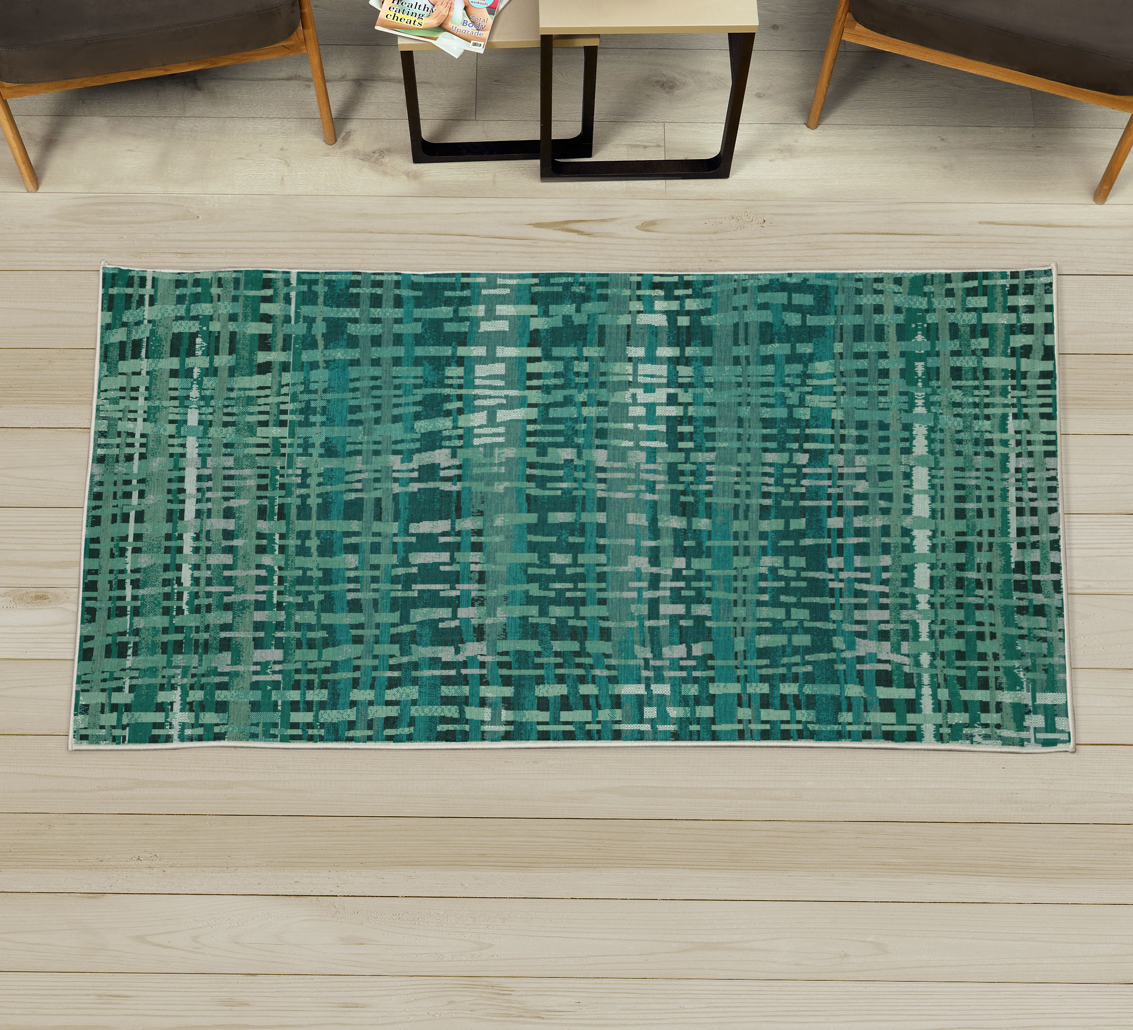 Modern Decorative Rug, Funky Abstract Style Design of Pixel Look Waving ...