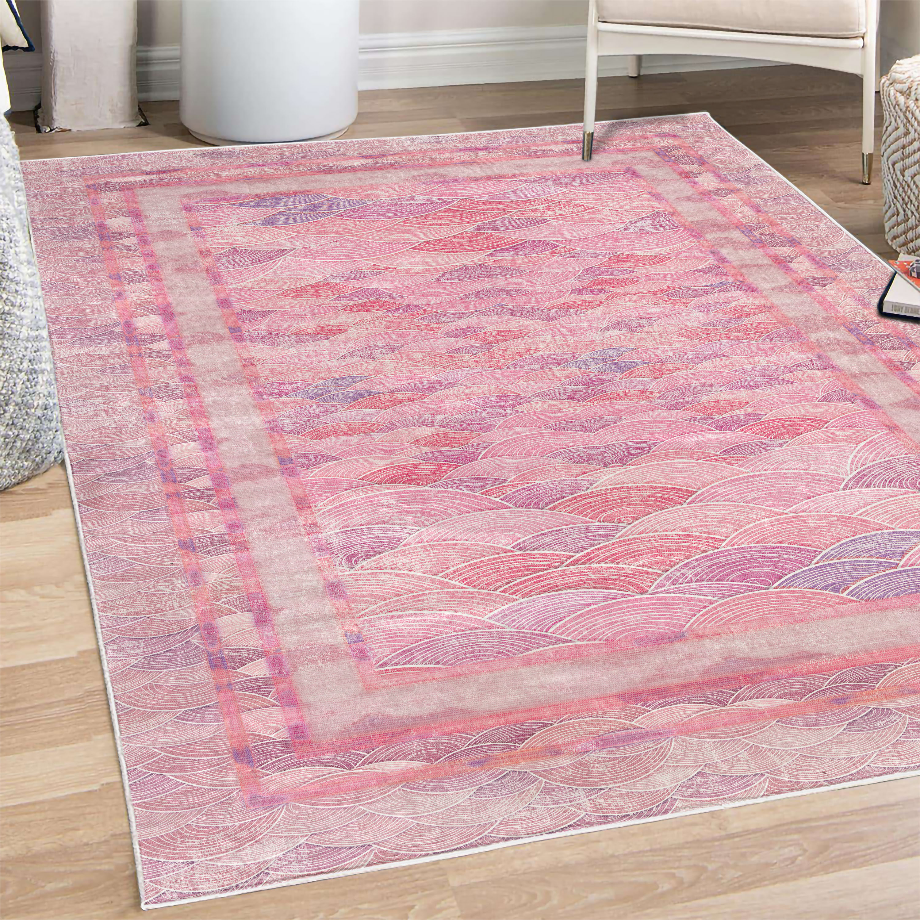 Ambesonne Modern Decorative Rug, Pastel Underwater Life, 6 Sizes, Pink ...
