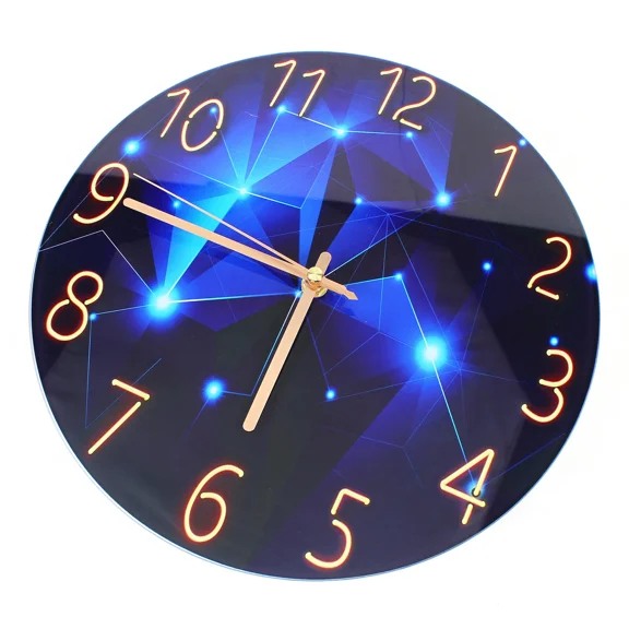 Modern Decorative Silent Wall Clock Diamond Large Wall Clock Blue Round Interior