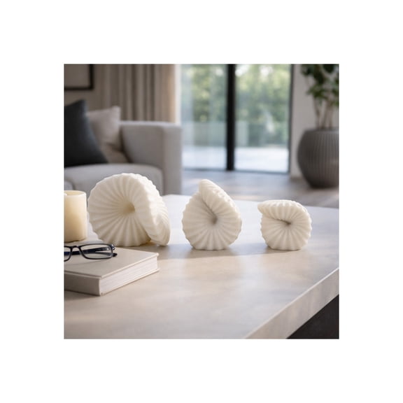 Modern Decorative Spiral Spheres Sculpture for Home Decor - Elegant Ornaments for Bathroom, Office, and Living Room Decor - Sleek Accents for Shelf or Coffee Table - Set of 3, 6", 6", 4", White