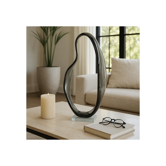 Modern Decorative Twist Sculpture for Home Office Tabletop Decor - Stylish Statue Accent for Coffee Table, Room, Shelf and Bathroom - 16", Gray