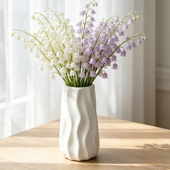 Modern Decorative Vase, 9-Inch Imitation Ceramic Plastic Pot for Living Room and Desktop Floral Arrangement