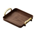 thumbnail image 1 of Modern Decorative Wood Rectangle Tray with Handles,Walnut Brown and Antique Brass, Transitional Rectangular Tray for Use as Entryway Tray Decor or Serving Tray, 1 of 7