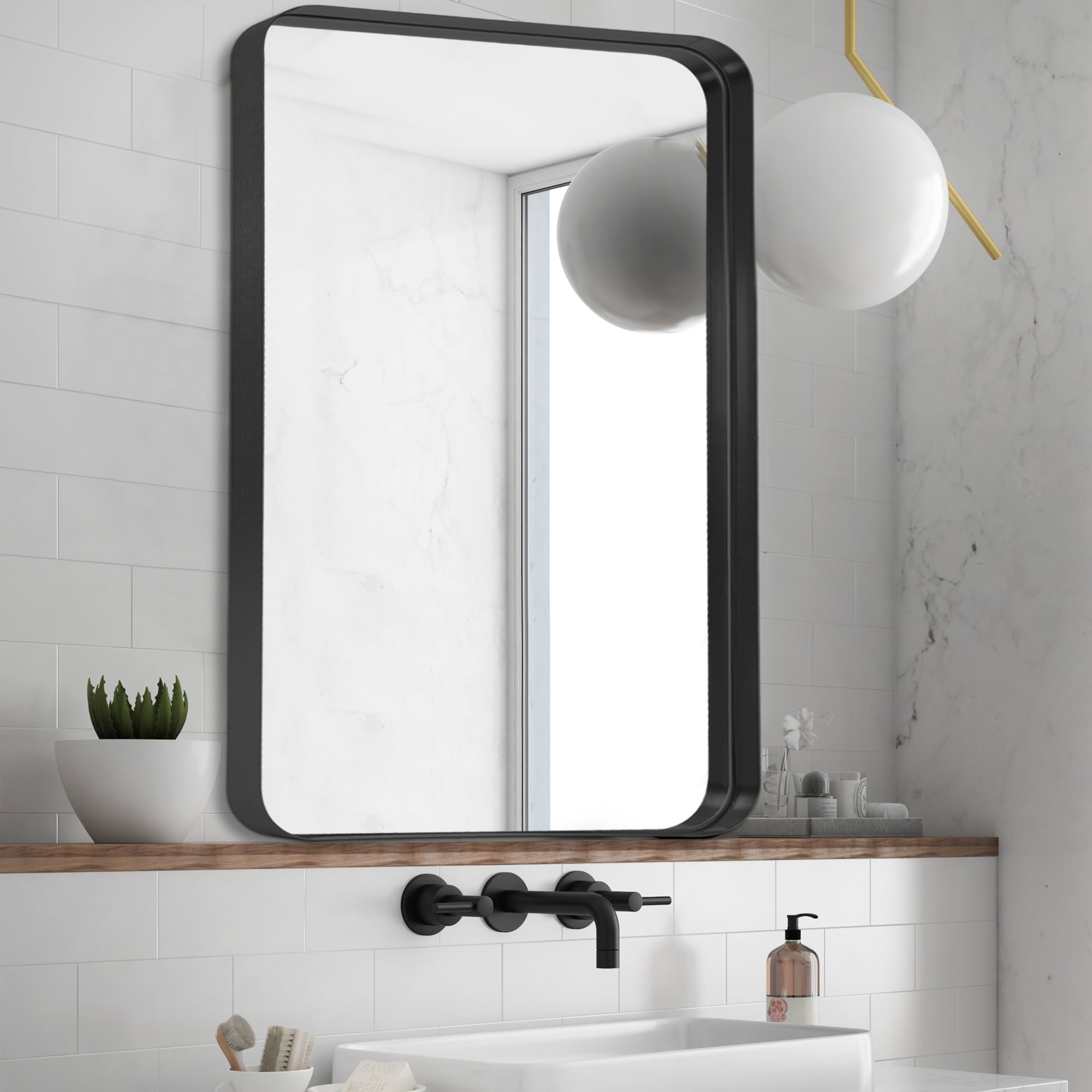Modern Deep Rectangle Round Corner Wall Mirrors for Bathroom Mirror ...