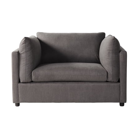 Modern Deep Seated Cuddle Chair In Carbon Gray Color Upholstered Relax With Extra Seating