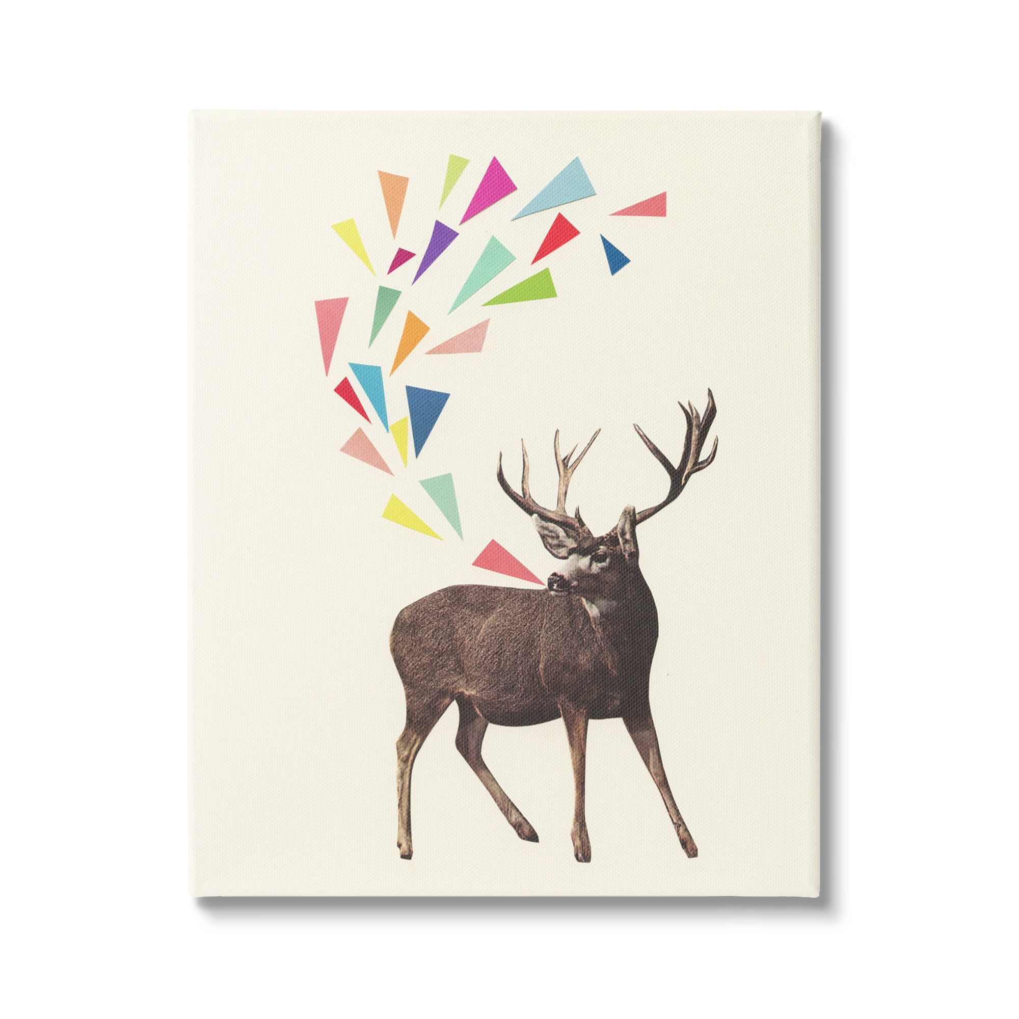 Modern Deer Geometric Triangles Pattern Shapes Animals & Insects Graphic Art Gallery-Wrapped Canvas Print Wall Art