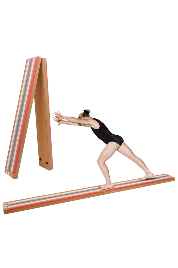 8ft Laser Balance Beam Folding Floor Gymnastics Equipment for Kids Adults, Non Slip, Gymnastics Beam for Training, Physical Therapy and Professional Home Training