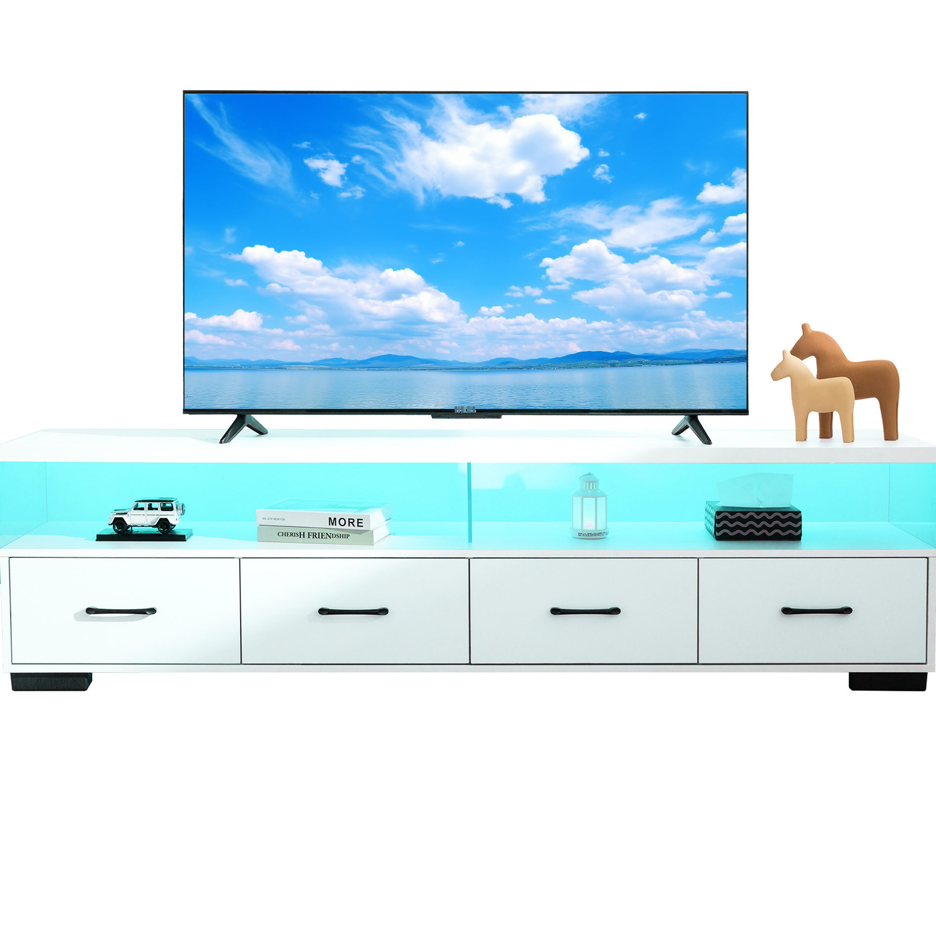 Modern Design 4-Drawer TV Stand+Unique Acrylic Storage”-“Video Room ...
