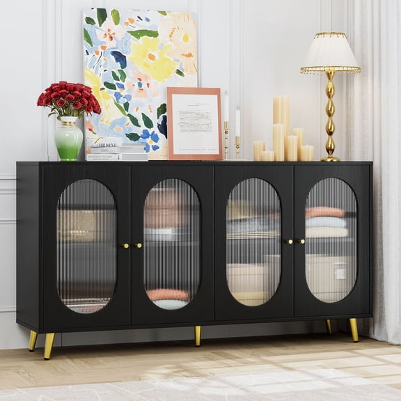 Modern Design Acrylic Doors Large Storage Sideboard Cabinet for Home Living Spaces