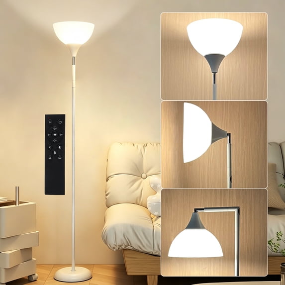 Anrotix Foldable LED Floor Lamp, 90-Degree Adjustable Standing Light, White
