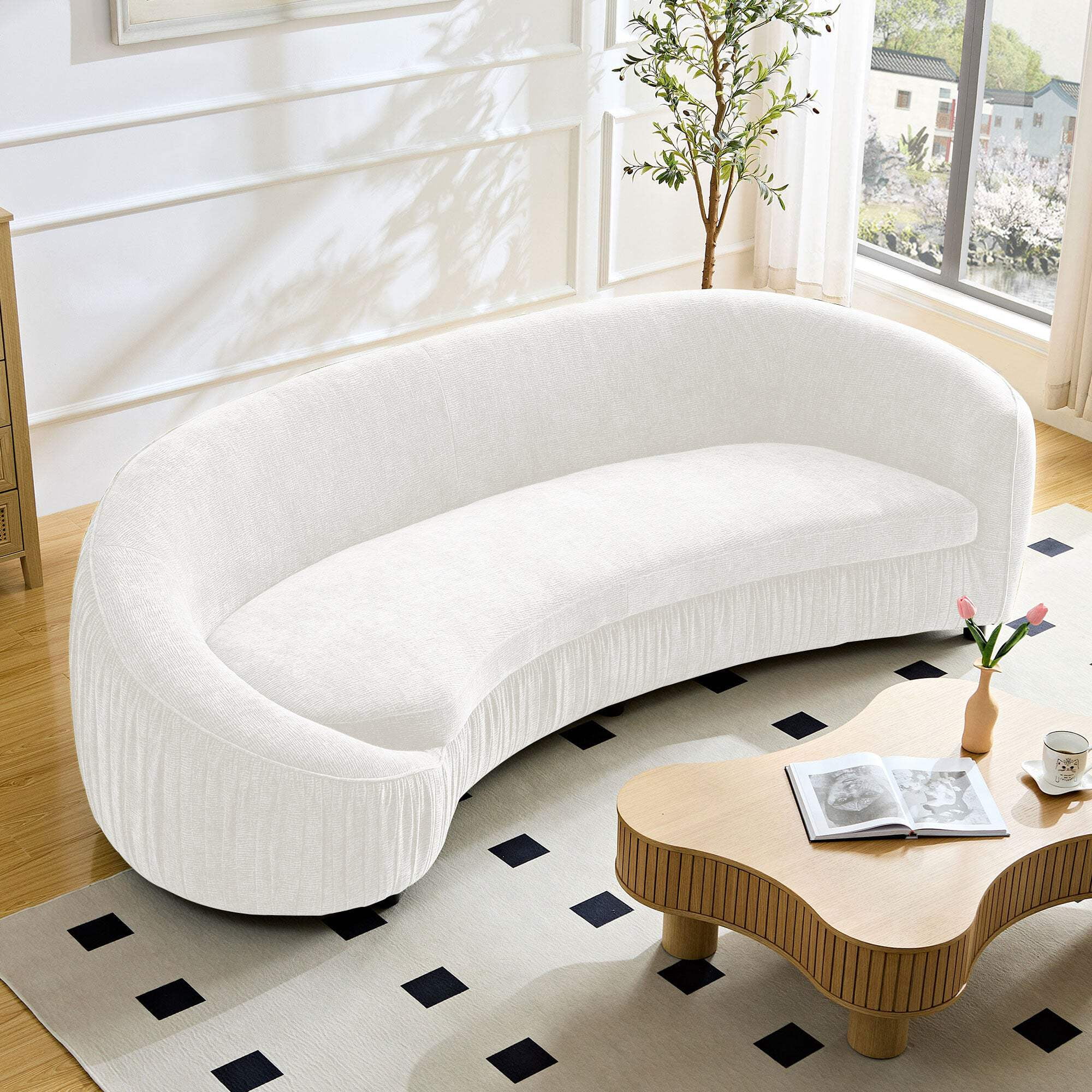Modern Design Curved Shaped Sofa Couch For Living Room,Upholstered