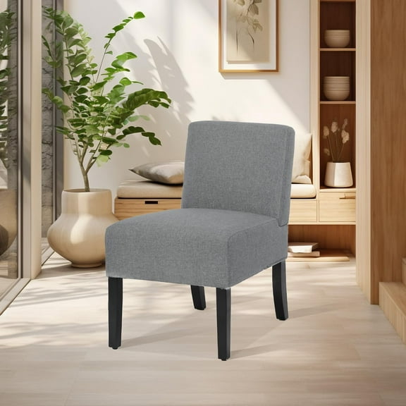 PayLessHere Modern Armless Accent Chairs - Solid Wood Legs, Slipper Chair for Living Room, Grey