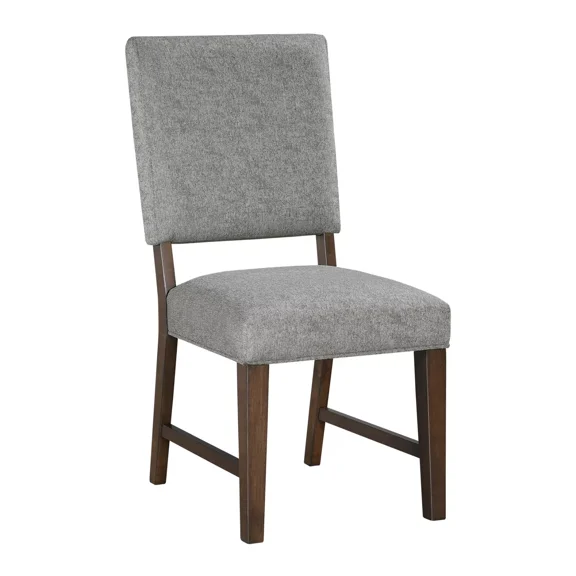 Modern Design Gray Textured Fabric Upholstered Dining Chairs 2pc Set Wooden Furniture