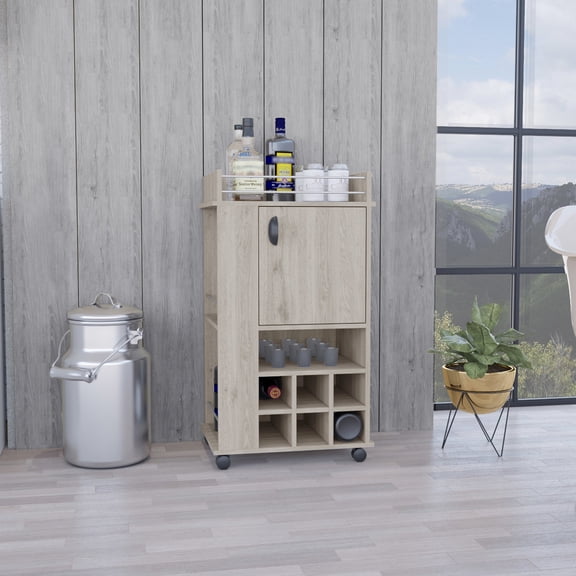 Modern Design Grey - Interior Storage in Single Door Cabinet - Primary Living Space - Well-stocked Home Bar