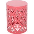 thumbnail image 1 of Modern Design Iron Cut Side Table - Chic Cylindrical Structure -Coated Iron Frame - 13.75" W x 13.75" D x 18.00" H - No Assembly Required End Table -Dark Coral, 1 of 15