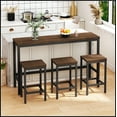 thumbnail image 1 of Modern Design Kitchen Dining Table,Pub Table,Long Dining Table Set with 3 Stools,Dark Brown, 1 of 11