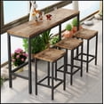 thumbnail image 1 of Modern Design Kitchen Dining Table, Pub Table, Long Dining Table Set with 3 Stools, Natural, 1 of 9