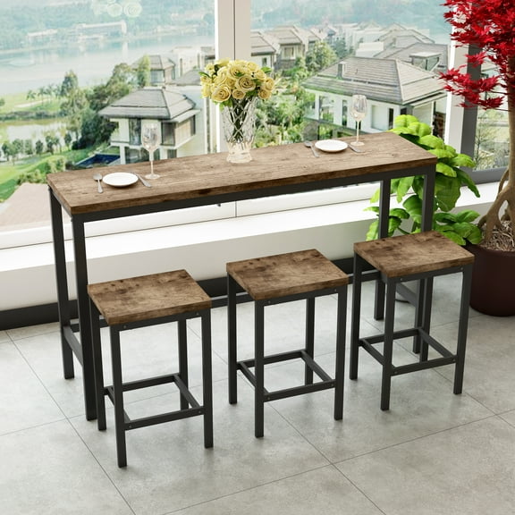 Modern Design Kitchen Dining Table,Pub Table,Long Dining Table Set with 3 Stools