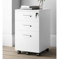 thumbnail image 1 of Modern Design Lazio White File Cabinet, Filing Cabinets for Home Office, Drawers for Under Desk, Locking 3 Drawer Rolling Wood File Cabinet with Lock, by Crafts and Comfort, 1 of 16