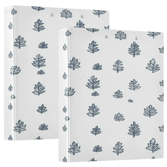 Modern Design Leaves 12.4x10.6in PVC Round Ring Binder, D-Ring 3-Hole, Metal Clip, 200 Sheets