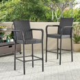 thumbnail image 1 of Modern Design Outdoor Grey Wicker Barstools (Set of 2), Assembly Required Brown, 1 of 5