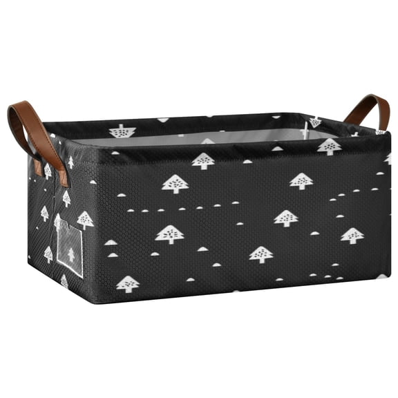 Modern Design Pattern Tree Open Home Storage Bins Foldable Metal Frame Shelf Baskets 16.9x11.4x7.7in Water-Resistant