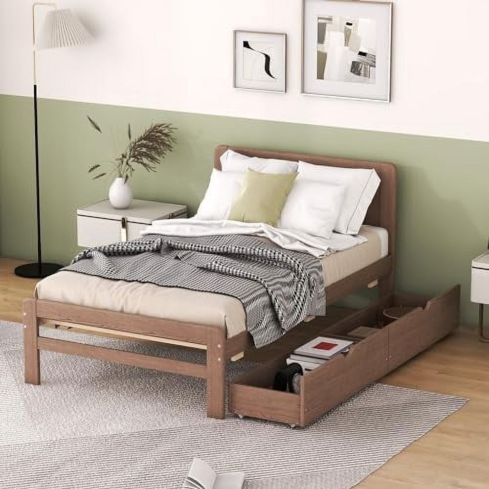 Modern Design Twin Bed with Drawers,Wood Twin Bed Frame with Storage ...
