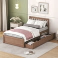 thumbnail image 1 of Modern Design Twin Size Platform Bed with 2 Drawers for Walnut Color, 1 of 9