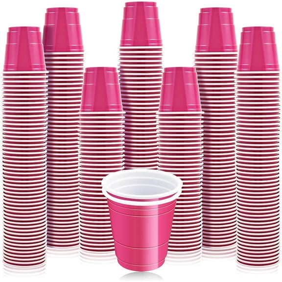 JJEAN-200Pcs 2 oz Shot Cups,Plastic Shot Glasses,Pink Shot Glasses Disposable,Mini Party Cups,Disposable Plastic Shot Cups for Drinking Birthday Party Tasting Serving Samples and Tastings (Pink)