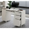 thumbnail image 1 of Modern Design Venice Computer Desk Great for Home Office Desk by Crafts and Comfort - 3 Drawers and CPU Storage Cabinet - Laptop Workstation with Keyboard Tray and Cable Hole - White, 1 of 10