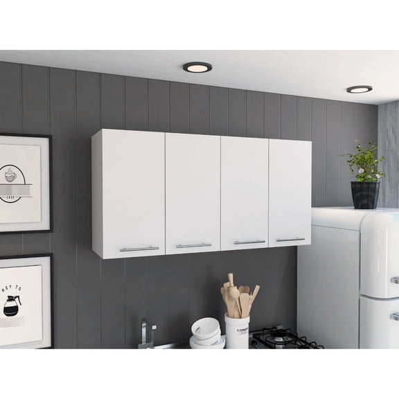 Modern Design - Wall - Mounted Cabinet with Four Doors - Kitchen Storage - Free Up Kitchen Countertop