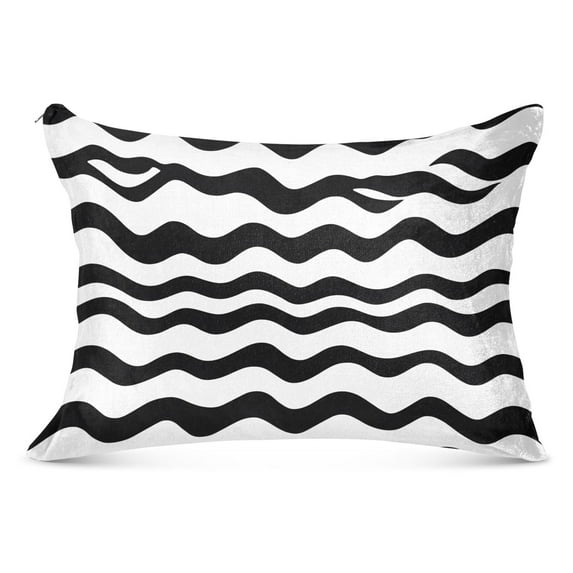 Modern Design Wavy 20x40" Plush Pillow Case, Zippered Bed Pillow Cover for All Seasons Use