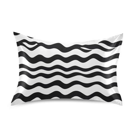 Modern Design Wavy Queen Size Pillowcase Silky Smooth Finish Anti Wrinkle Design Easy Envelope Closure 20x30in