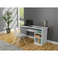 thumbnail image 1 of Modern Design White Writing Desk with Book Storage, Computer Workstation, White Finish, 1 of 4