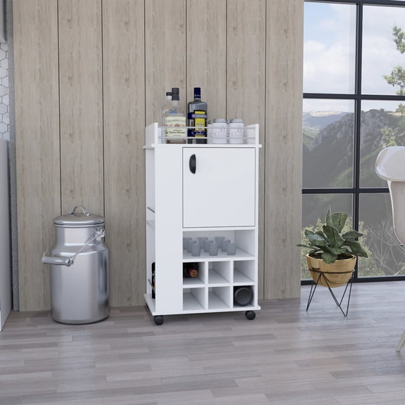 Modern Design with White Color - Open & Closed Storage for Bar Essentials - Living Area Bar - Clutter-Free Home Bar