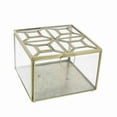 thumbnail image 1 of Modern Designed Square Leaded Top Box With Metal Handle, Gold And Clear, 1 of 3