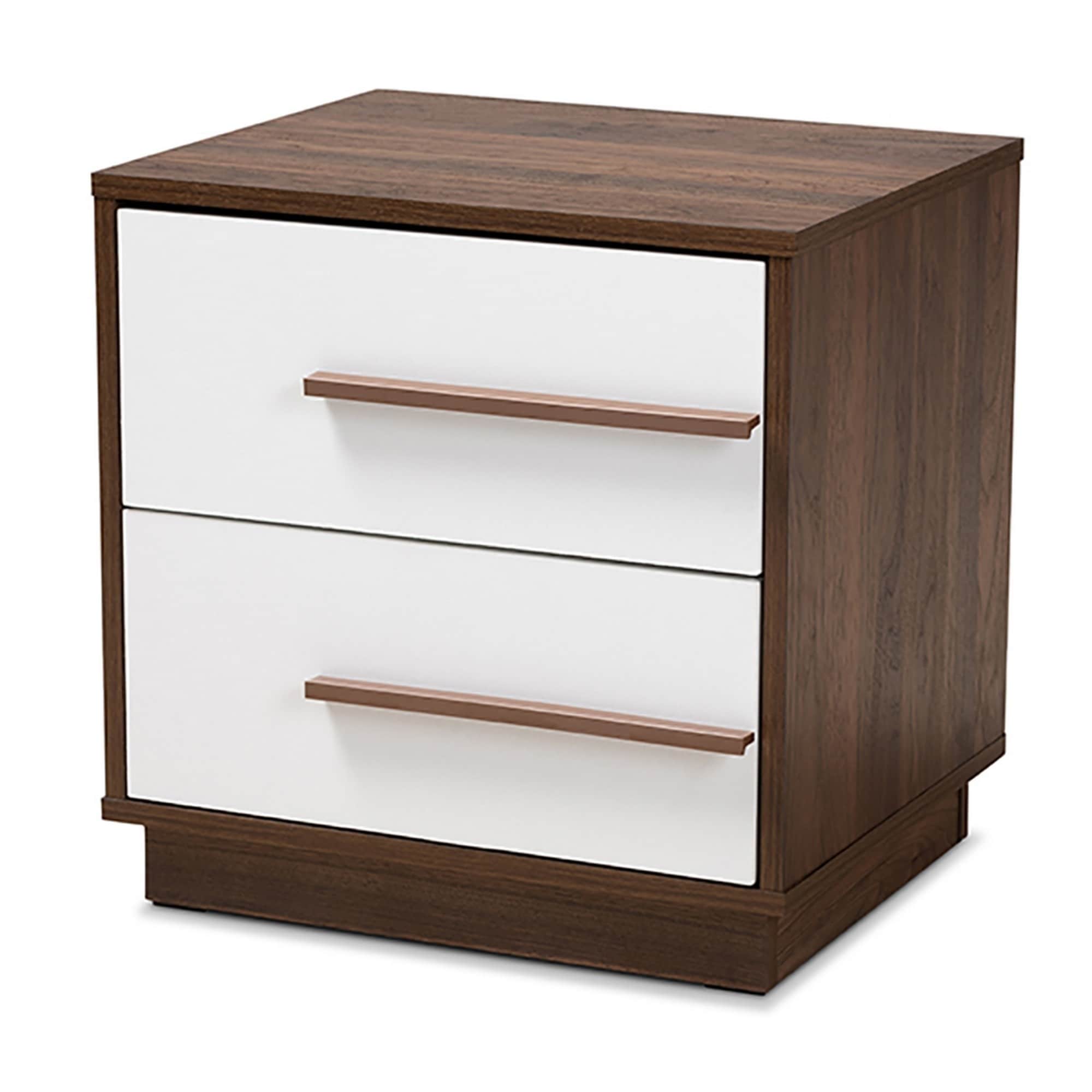 Modern Designs Two-Tone White and Walnut Nightstand - Walmart.com