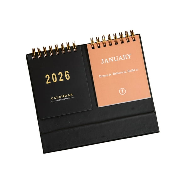 Modern Desk Calendar for 2026 with Motivational Sentences and Plan Memo, Office Use, Monthly Artwork, Soy Ink on High Grade Paper, Includes Magnetic Base or Metal Stand