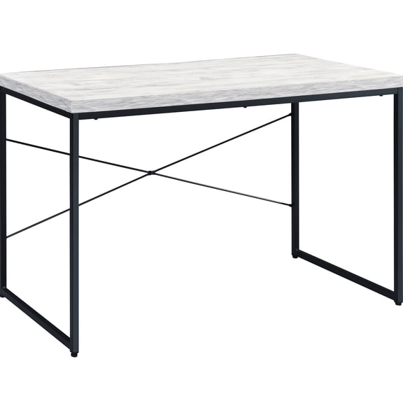 Modern Desk With Faux Concrete Appearance And Metal Sled For Office Sleek Rectangular Featuring Top Frame Workspace