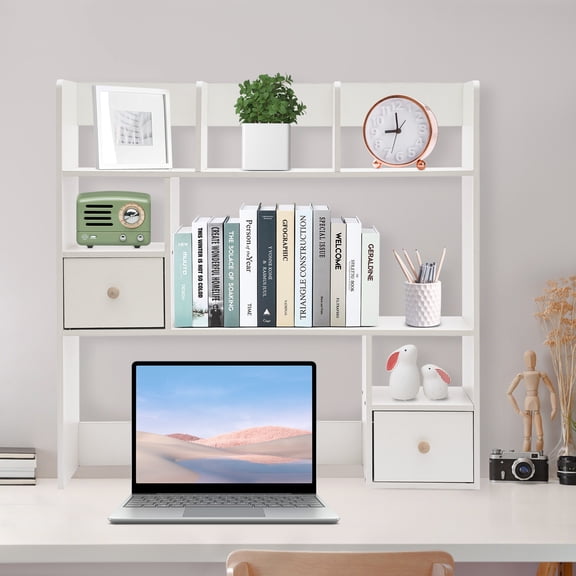 Modern Desktop Bookshelf, Tabletop Mount Home Office Desk Organizer, Desktop Storage Organizer Suitable for Study Rooms, Offices, Bedrooms, Libraries.