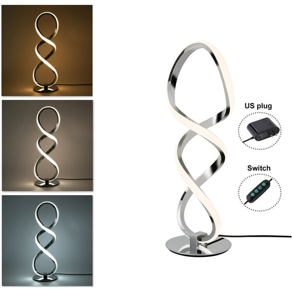 Modern Desktop Corded Bedside Lamp, LED Table Lamp for Bedroom Spiral Table Lamp