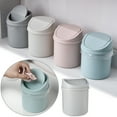 thumbnail image 1 of Modern Desktop Plastic Mini Trash Can with Swing Lid, Tiny Wastebasket for Bathroom Vanity, Tabletop or Coffee Table - Dispose of Cotton Rounds, Makeup Sponges, Tissues, 1 of 7