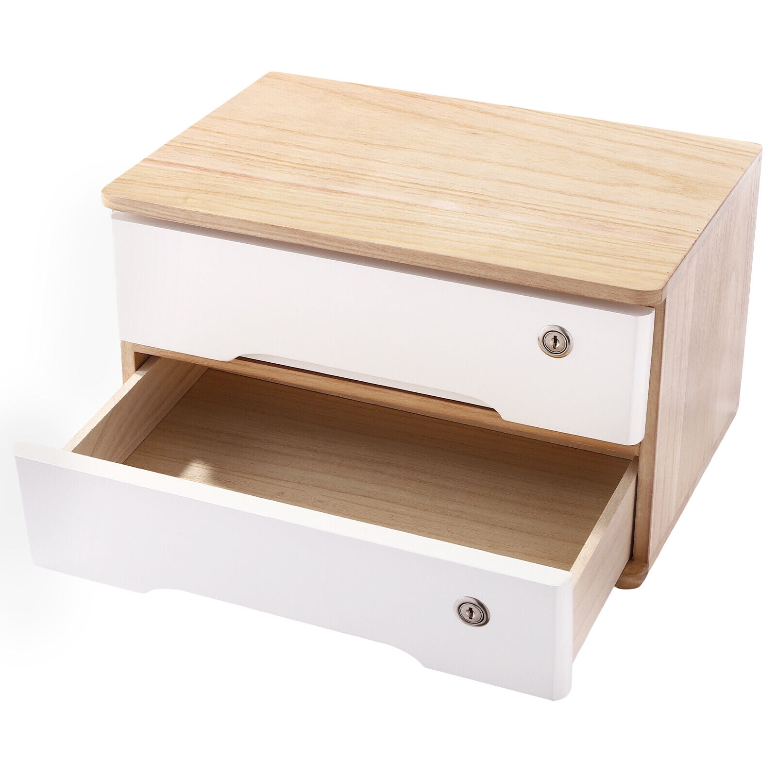 Modern Desktop Storage Box, Desk Organizer, Desktop Storage Box with Lockable Drawers